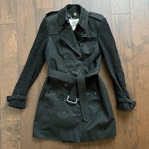 Women’s Burberry London Black Lace Sleeves Trench Coat 6